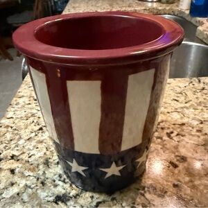 Patriotic Red and Blue Ceramic Planter